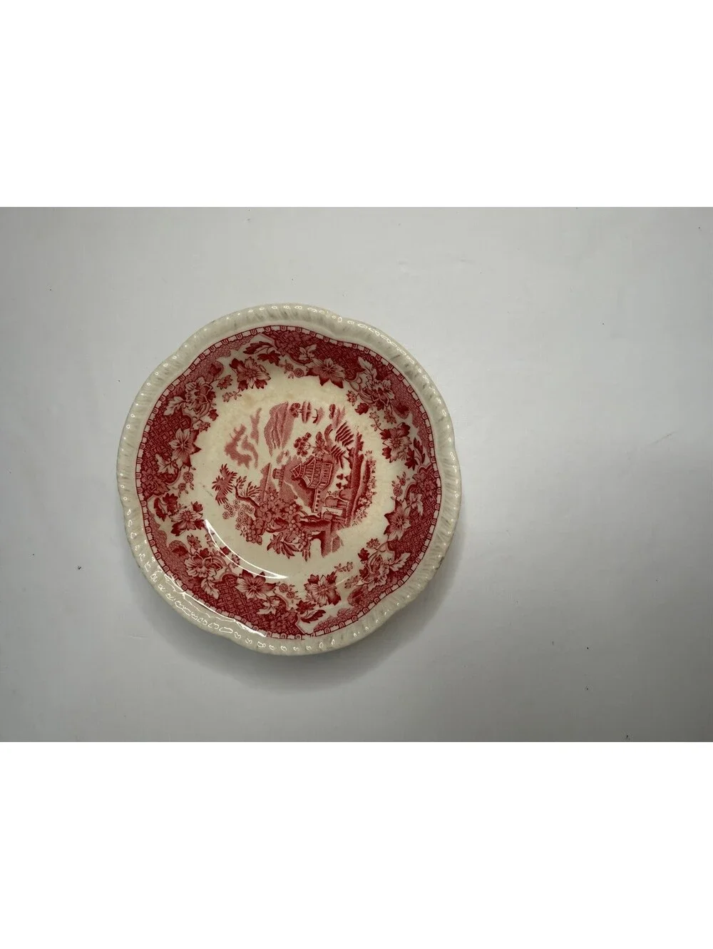 Vintage 1930s Wood's Burslem England Seaforth Red Transferware Bread Plate